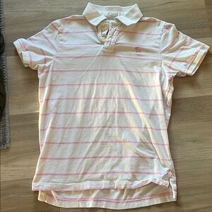 Abercrombie & Fitch Cream and Pink Polo-y2k